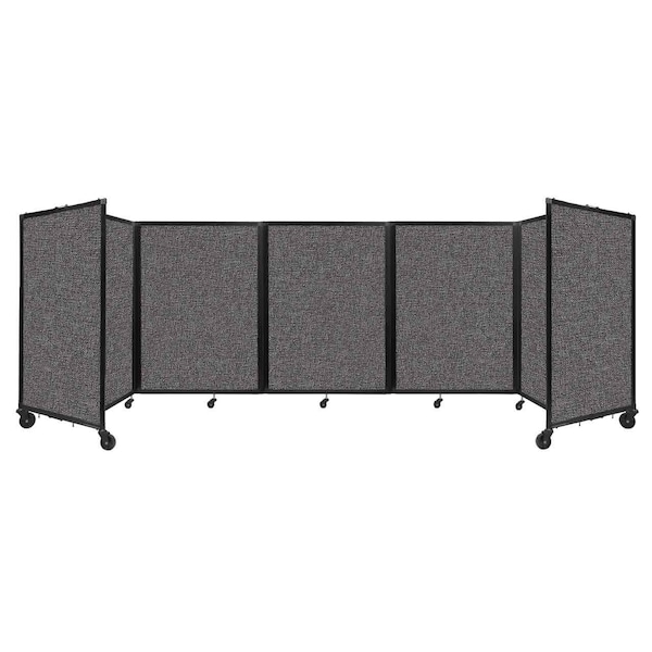 Room Divider 360 Folding Portable Partition 14' x 4' Charcoal Gray Fabric